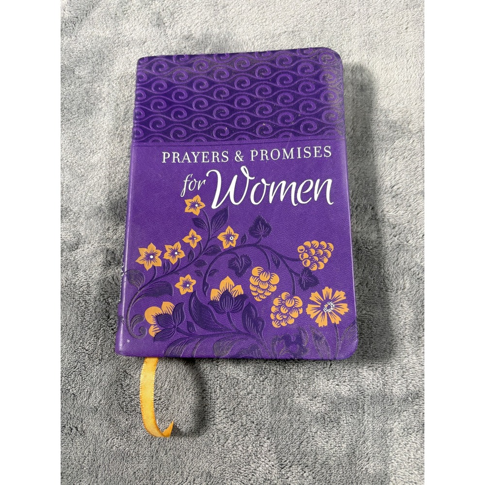Prayers & Promises for Women Devotional Book Purple Faux Leather Floral Cover OS